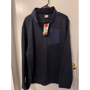 London Fog Supply Mens XXL Quarter Zip Pullover Navy Fleece Lined Sweater NWT